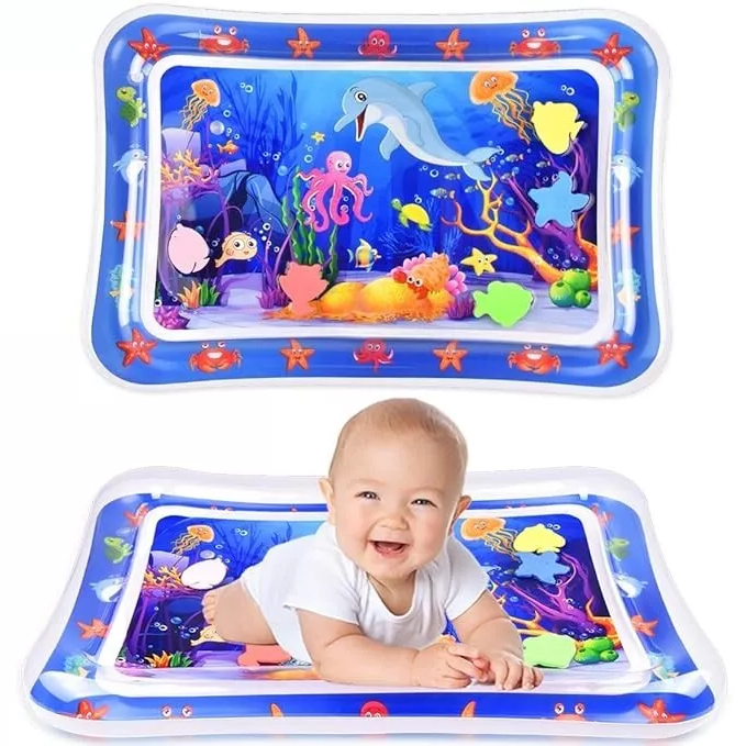Colorful baby water play mat from Belro, featuring a soft, waterproof design perfect for tummy time and sensory play.