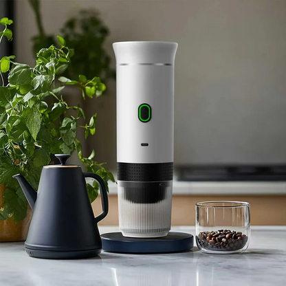 Belro 3-in-1 portable coffee maker for home and travel, compact electronic device with brewing components visible.