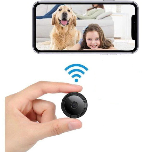 Belro mini wireless magnetic camera showing live audio and video feed, compact electronic device with magnetic mounting.