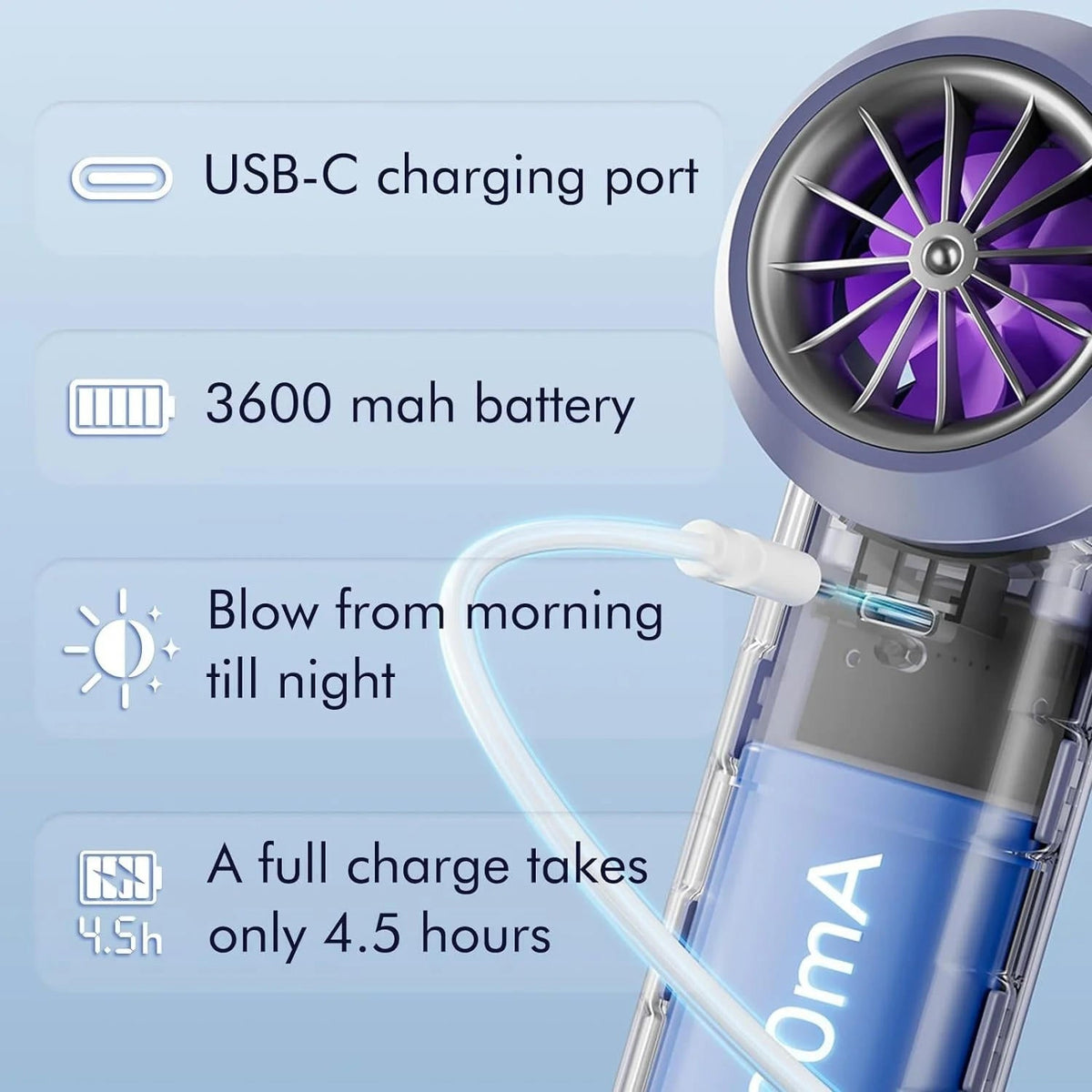 Belro portable handheld fan for outdoor use, compact design with adjustable settings, ideal for staying cool outdoors.