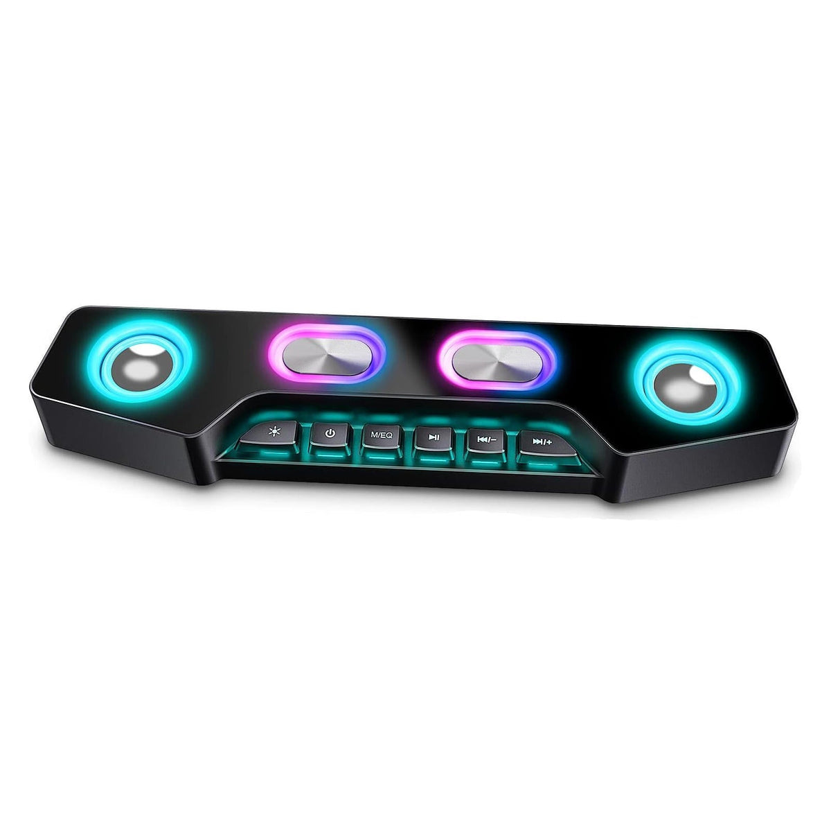 Belro wireless RGB computer speakers showing colorful LED lighting and sleek black design for enhanced audio experience.