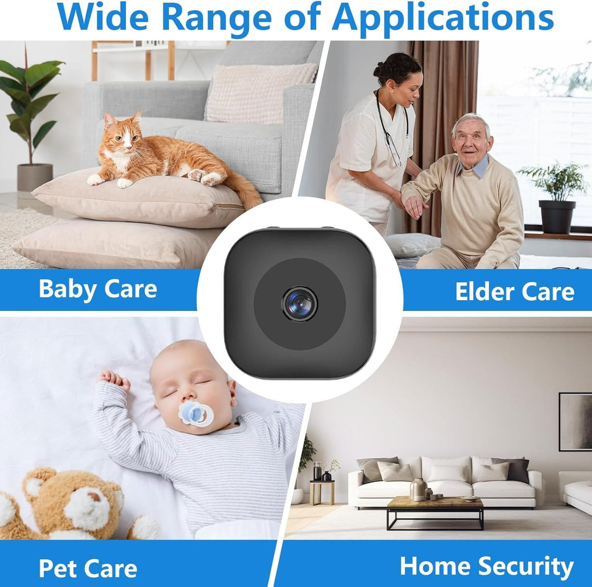 Belro wireless mini security camera mounted on a wall, compact electronic surveillance device with a lens and sleek design.