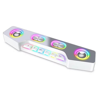 Belro wireless RGB computer speakers with colorful LED lighting and sleek black design, ideal for enhanced audio experience.