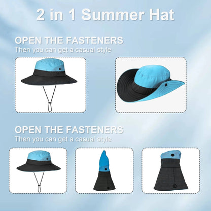 Belro UV protection foldable sun hat, lightweight hat with wide brim and adjustable strap, designed for outdoor sun protection.