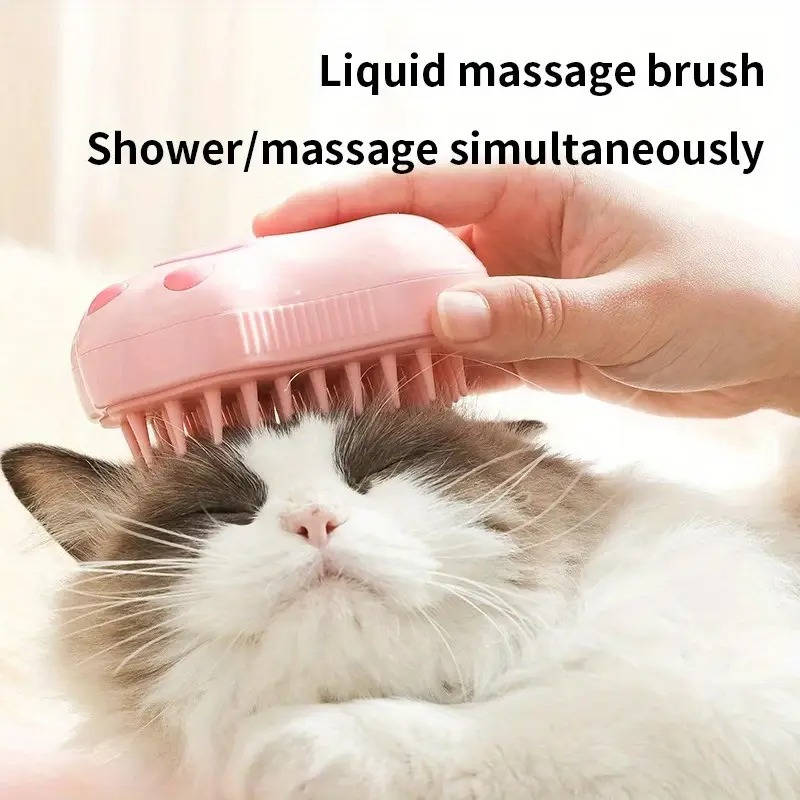 Belro steam dog brush for grooming, showing a close-up of the brush with steam feature, designed for pet grooming.