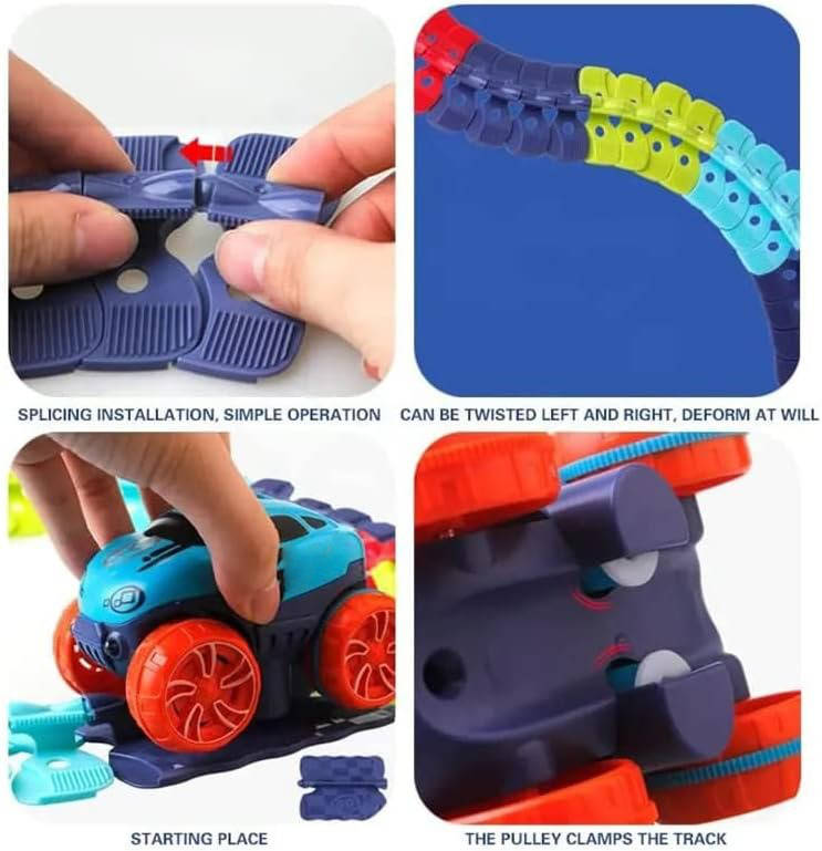 Colorful Belro Anti Gravity Race Track for Kids, automotive toy with magnetic cars on a sleek race track.