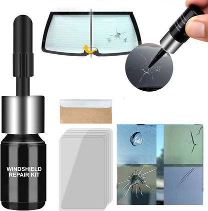 Belro windshield repair kit for home use, featuring tools and materials to fix cracks and chips in car windshields.