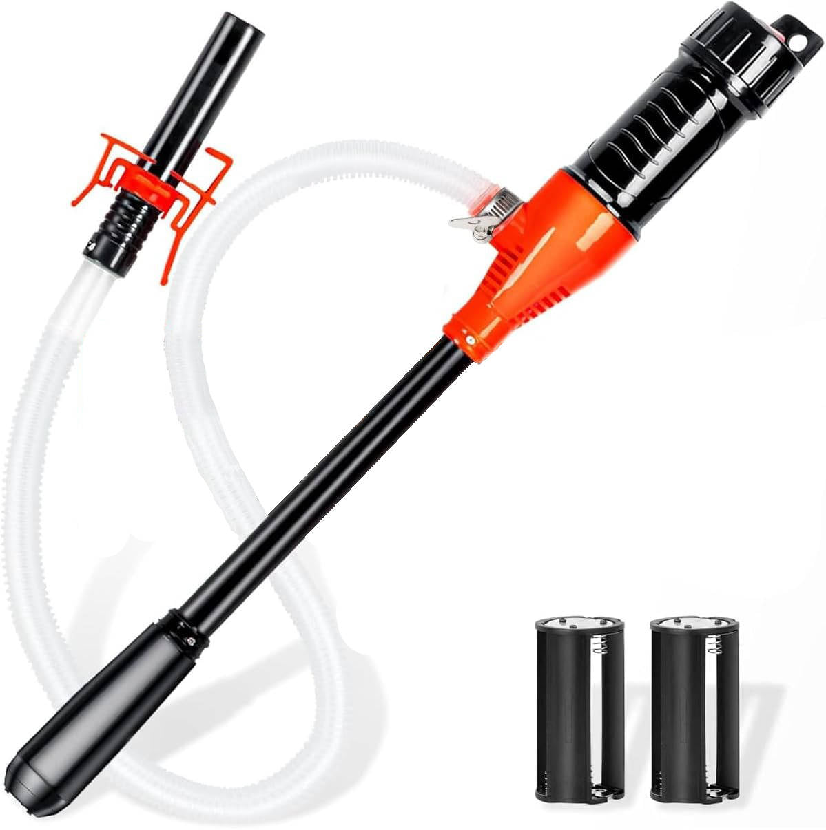 Belro portable electric siphon pump for gas, fuel, diesel, and water transfer, showing compact tool with hose attachments.