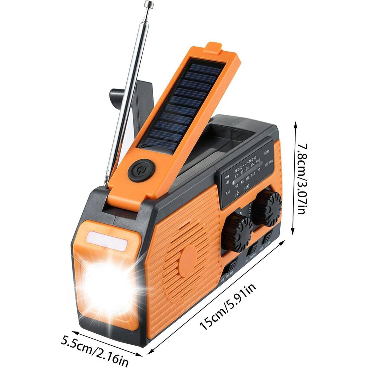 Belro solar hand crank emergency radio with digital display, portable audio device for backup power and communication during emergencies.