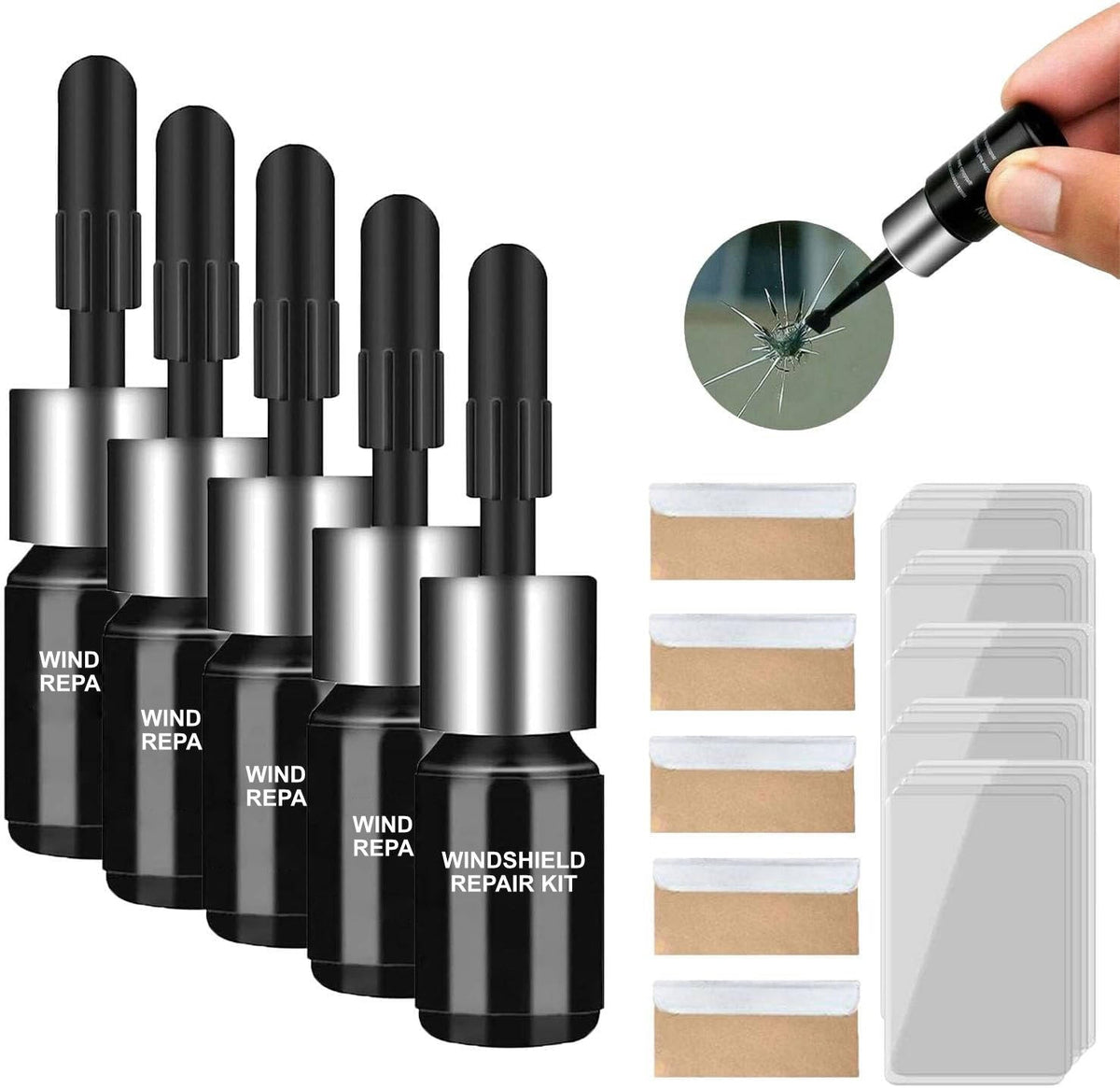 Belro windshield repair kit for home and garden, featuring tools for fixing cracks and chips on vehicle windshields.