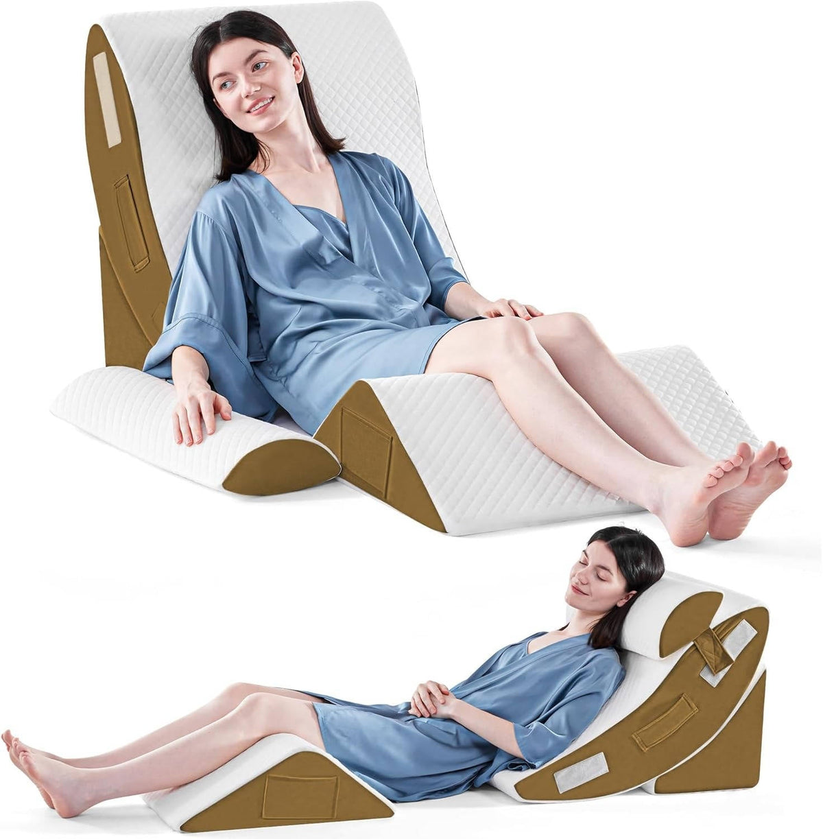Belro 4-piece orthopedic bed wedge pillow set displayed on a bed for improved comfort and support in home bedding.