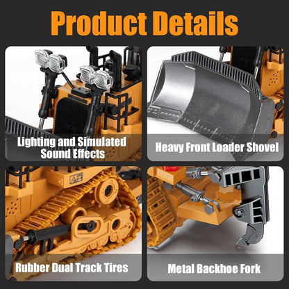 Belro 4WD remote control excavator bulldozer toy with realistic design and durable construction for kids' play.