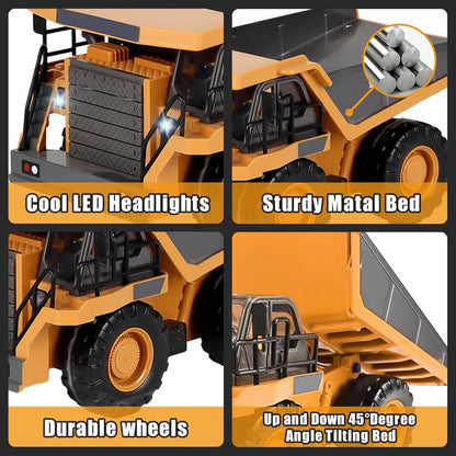 Belro 4WD remote control excavator bulldozer toy with realistic design and movable parts, ideal for kids' play and construction fun.