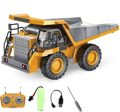 Belro 4WD remote control excavator bulldozer toy with realistic details for kids, perfect for imaginative play and outdoor fun.