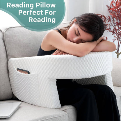 Belro reading pillow for bed with ergonomic design, soft fabric, and supportive backrest for comfortable reading and lounging.