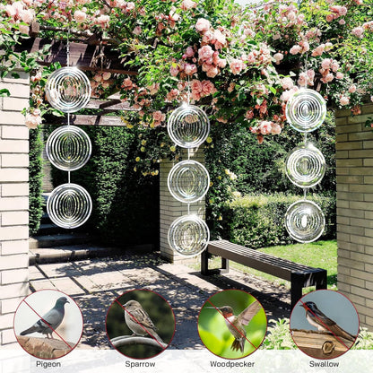 Belro outdoor bird deterrent scare device in a garden setting, designed to keep birds away from home and garden areas.