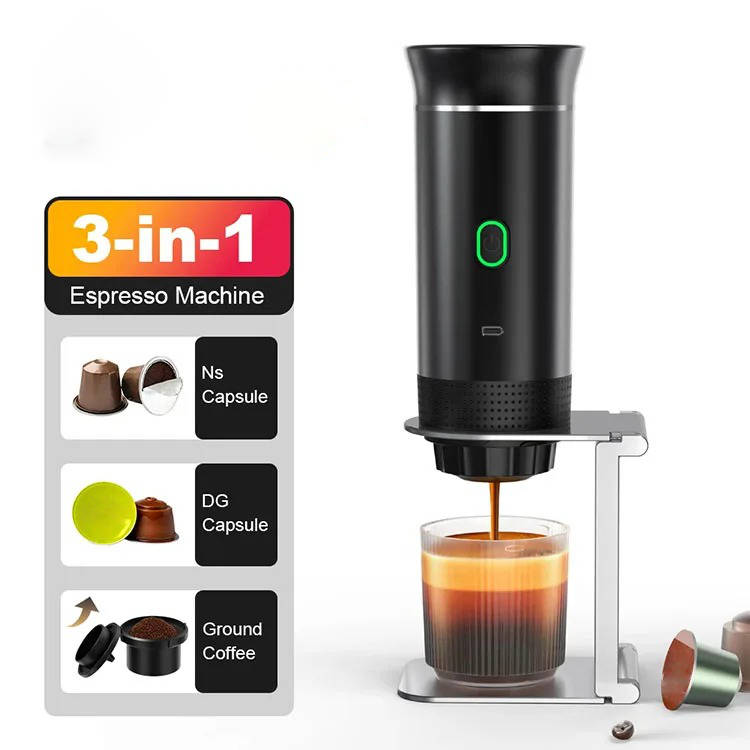 Belro portable coffee maker with espresso, cappuccino, and drip options, compact electronic home appliance for coffee brewing.