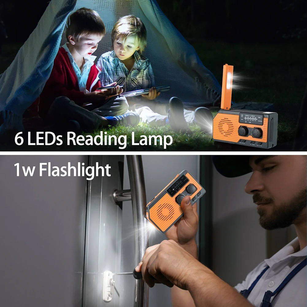 Belro solar hand crank emergency radio with digital display and audio controls, designed for portable emergency use.