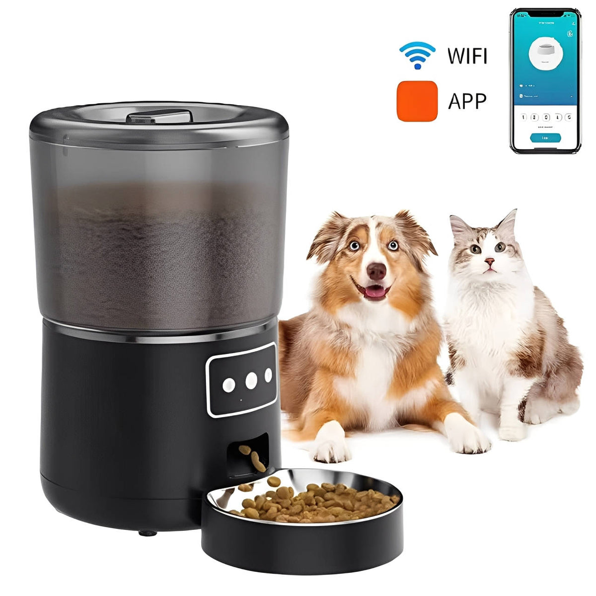 Belro automatic smart pet feeder for cats and dogs, digital feeding device with food tray and control panel, pet supplies.
