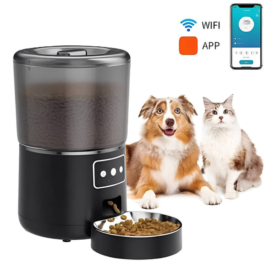 Belro automatic smart pet feeder for cats and dogs, digital feeding device with food tray and control panel, pet supplies.