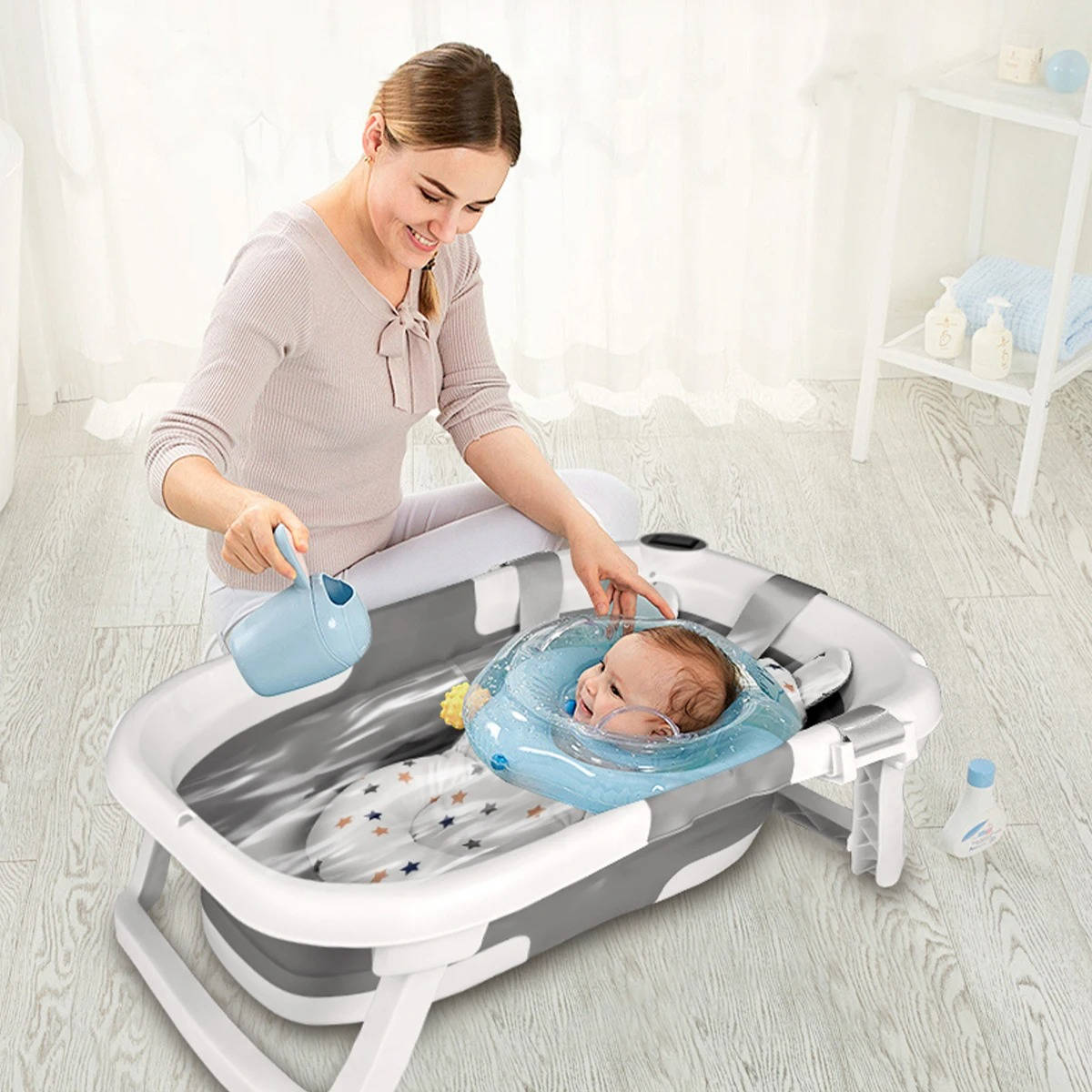 Belro foldable newborn baby bathing tub with soft interior and compact design, ideal for safe and comfortable infant bath time.