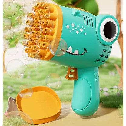 Belro bubble gun toy for outdoor play, colorful plastic toy with bubble solution and trigger for blowing bubbles.