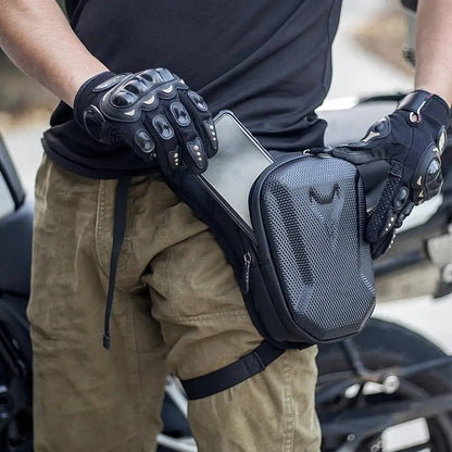 Belro motorcycle leg bag with adjustable straps and multiple compartments for convenient storage during rides.