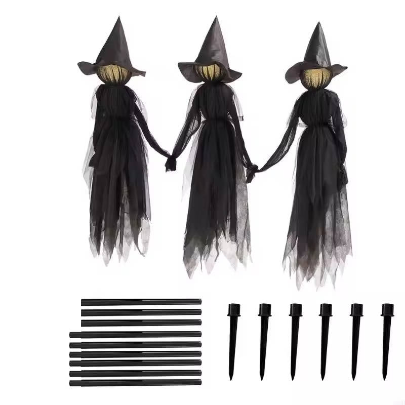 Belro sound-activated Halloween decoration featuring a hand holding a witch, suitable for indoor and outdoor display.
