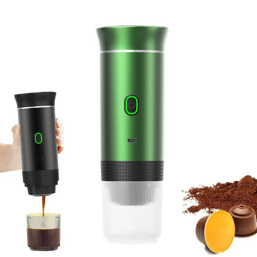 Belro portable coffee maker for espresso, cappuccino, and drip coffee, compact electronic home appliance in black and silver.