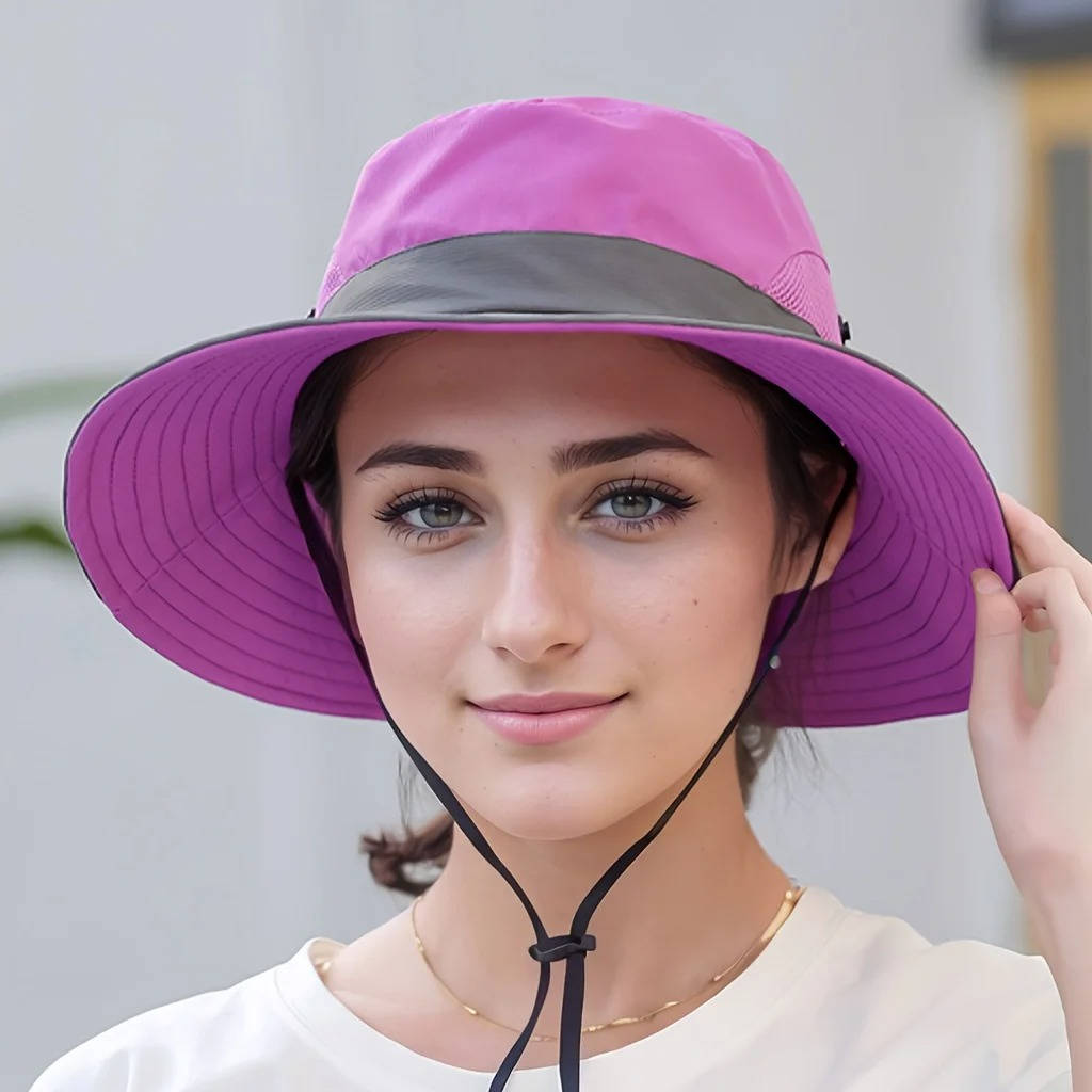 Belro UV protection foldable sun hat with wide brim and adjustable strap, lightweight accessory for sun protection.