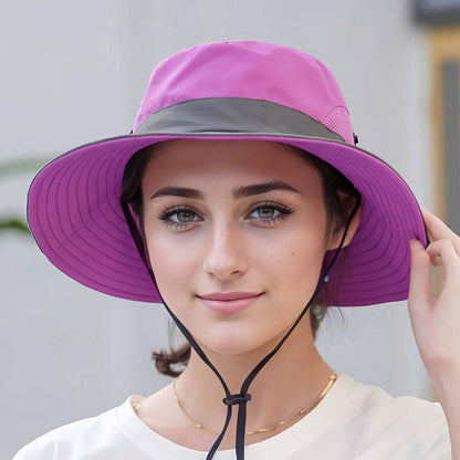 Belro UV protection foldable sun hat with wide brim and adjustable strap, lightweight accessory for sun protection.