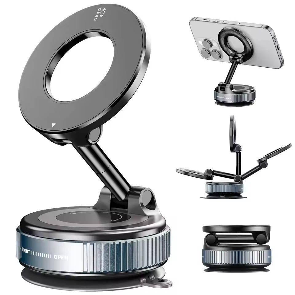 Belro 360° adjustable magnetic phone holder mounted on a car dashboard, showing versatile positioning for smartphones.