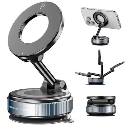 Belro 360° adjustable magnetic phone holder mounted on a car dashboard, showing versatile positioning for smartphones.