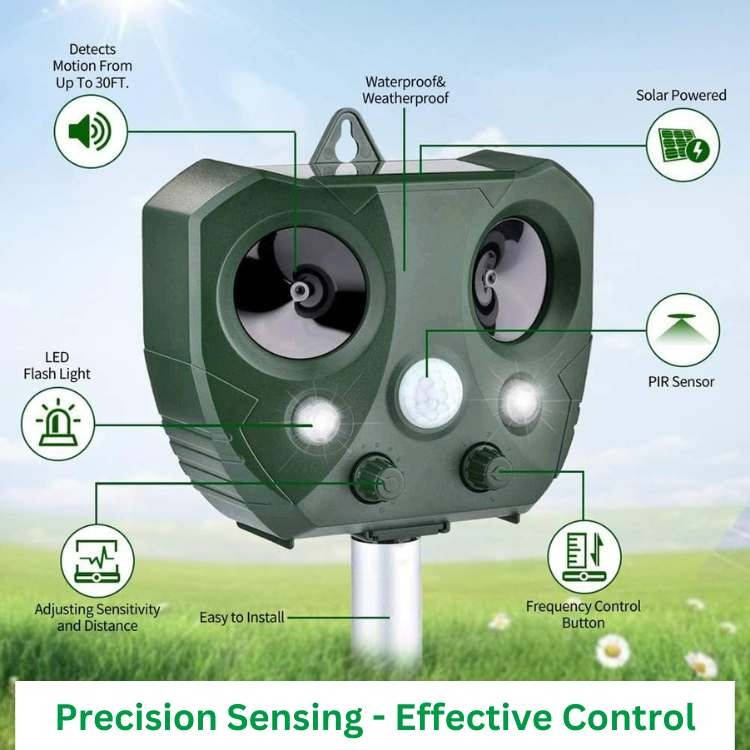 Belro ultrasonic pigeon and bird scarer device for outdoor pest control in home and garden, designed to deter pests effectively.