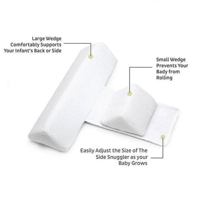 Belro newborn side sleeper wedge pillow with anti-roll design, ideal for safe side sleeping for babies in home and bedding use.