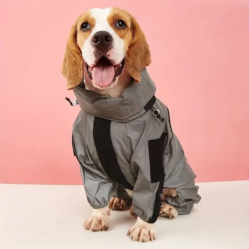Belro waterproof dogs raincoat in bright yellow, designed for outdoor protection and style in wet weather conditions.
