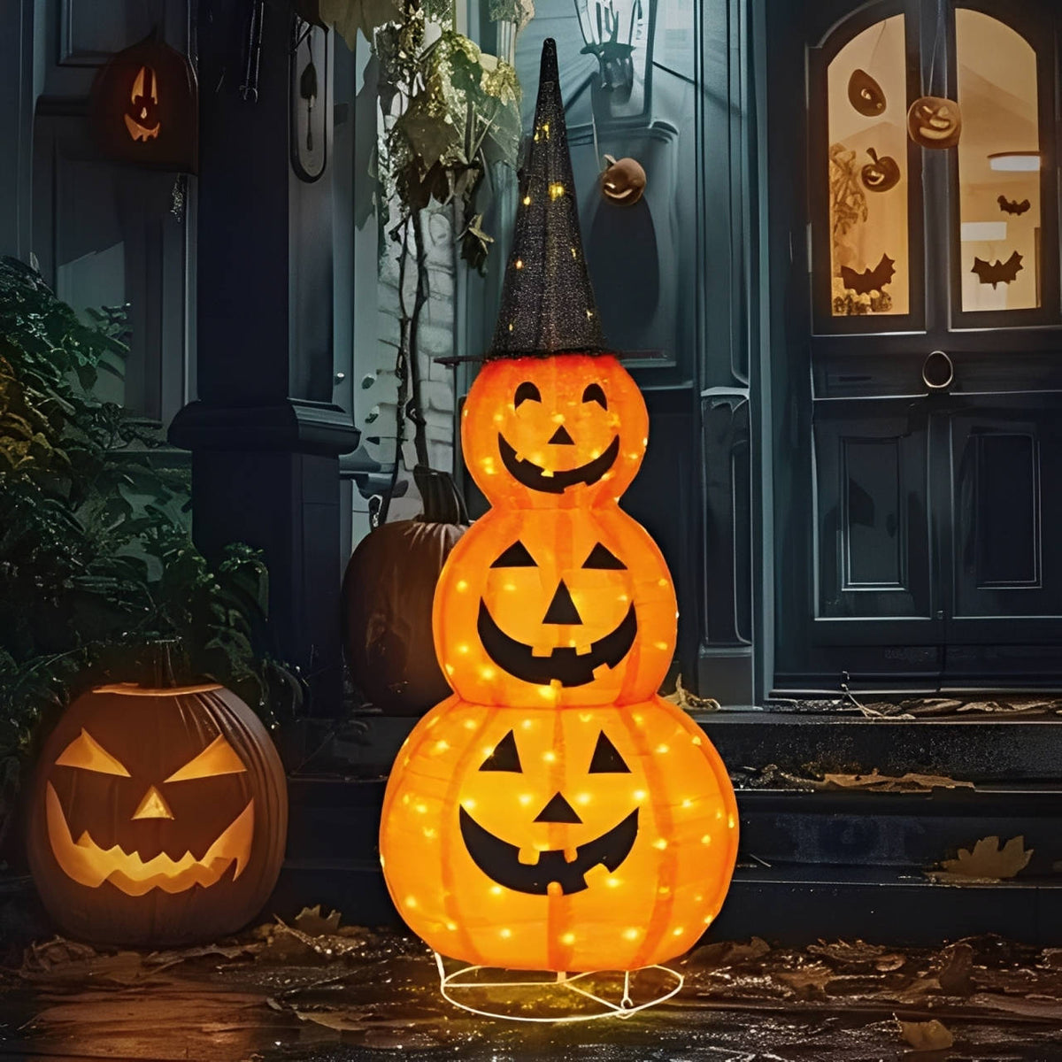 Belro Halloween pumpkin outdoor decoration for home and garden, featuring a carved pumpkin with festive holiday design.