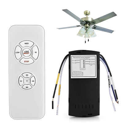 Belro universal ceiling fan remote control with buttons for fan speed and light adjustment, designed for electronic home appliances.