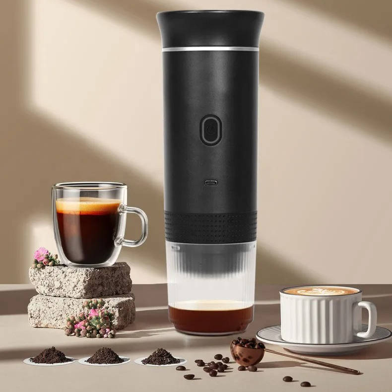 Belro portable coffee maker for espresso, cappuccino, and drip coffee, compact electronic home appliance with brewing functions.