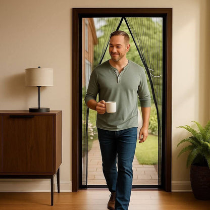 Belro magnetic screen door for men, custom sizes, with self-sealing mesh to keep mosquitoes out and enjoy summer evenings.