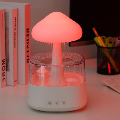 Belro 2-in-1 rain cloud desk light and humidifier with night light and aromatherapy diffuser, shaped like a raining cloud mushroom lamp