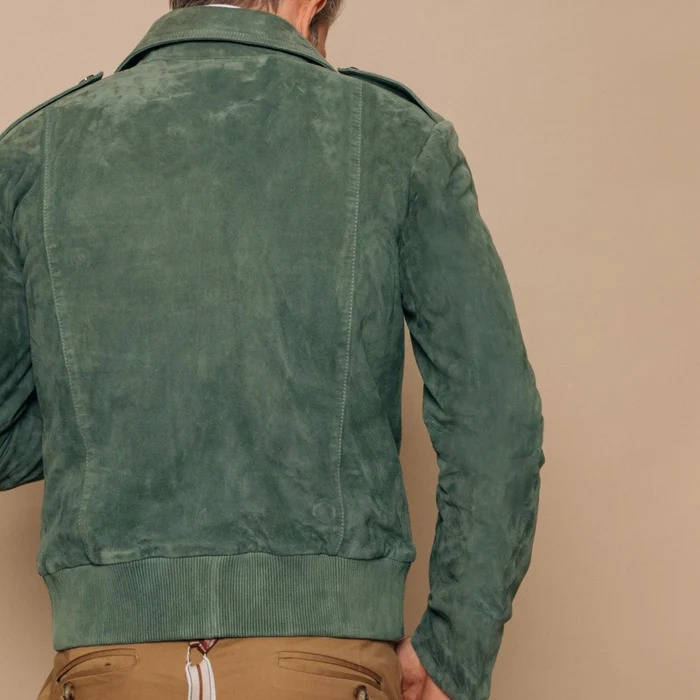 Men's retro suede jacket by Belro featuring lapel collar, zipper front, and breast pocket in a stylish coat for casual wear.