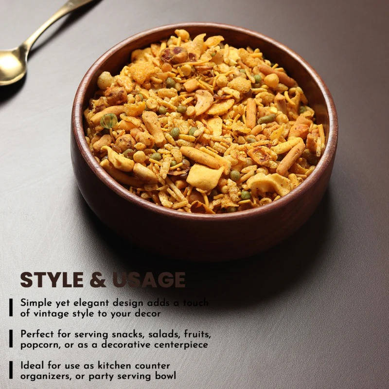 Belro wood bowls for food, natural wooden kitchen bowls for serving or food prep, showcasing smooth finish and warm wood tones.