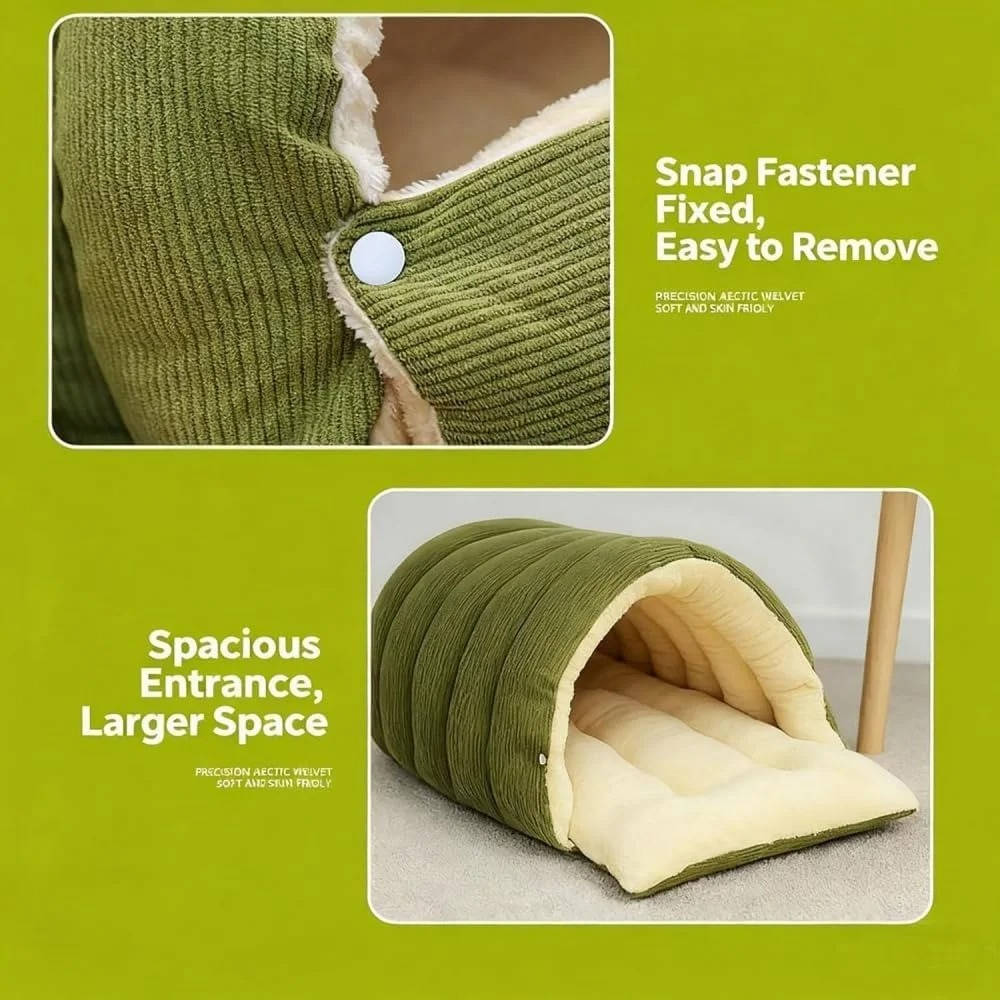 Belro washable winter closed-off cat bed with removable cover, cozy pet furniture for cats in a soft, insulated design.