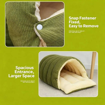 Belro washable winter closed-off cat bed with removable cover, cozy pet furniture for cats in a soft, insulated design.