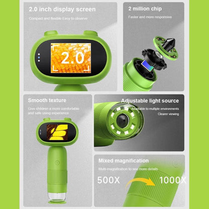 Kids handheld microscope by Belro, portable optical device for young explorers to view tiny details and specimens.
