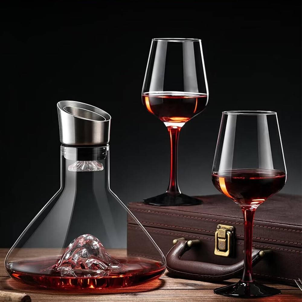 Belro crystal glass wine decanter and aerator carafe for elegant wine serving and aeration in kitchen and dining settings.