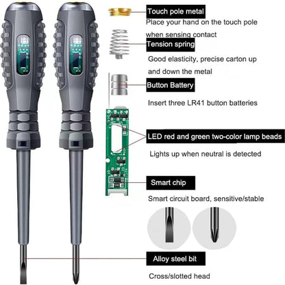 Belro non-contact electrical test screwdriver for electronics testing, showing the insulated handle and testing tip.