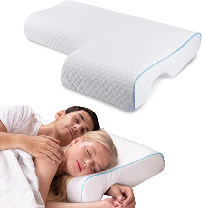 Belro orthopedic couple pillow with arm tunnel for cuddling, providing comfort and support for health and relaxation.