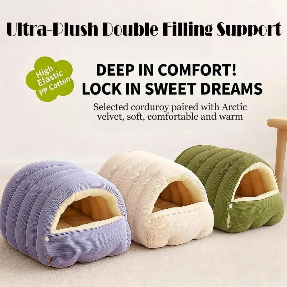 Belro removable and washable winter closed-off cat bed, cozy pet furniture for cats, with soft interior and durable fabric.